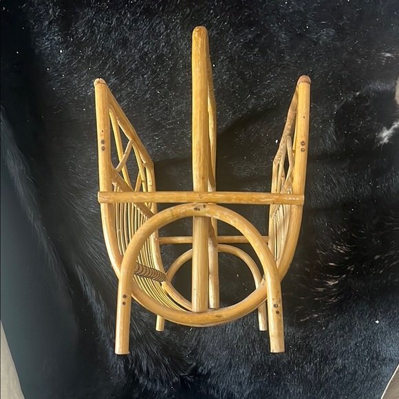 Vintage Rattan Magazine Rack - Natural Brown - Picture 7 of 10